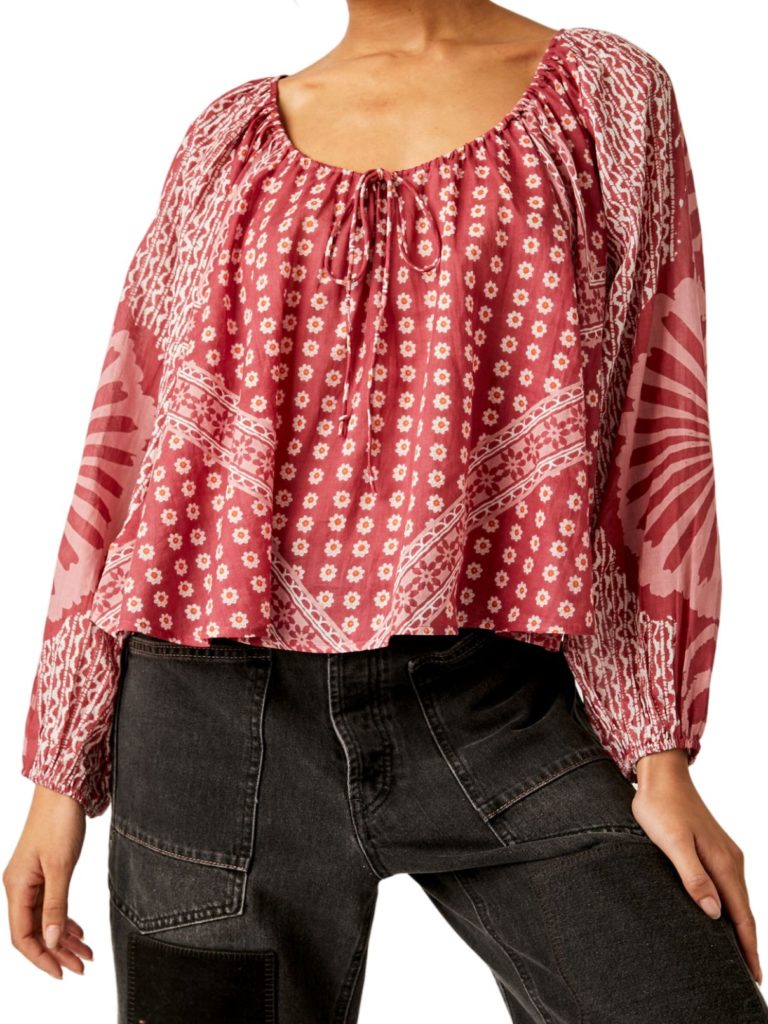 free people printed top in clay combo