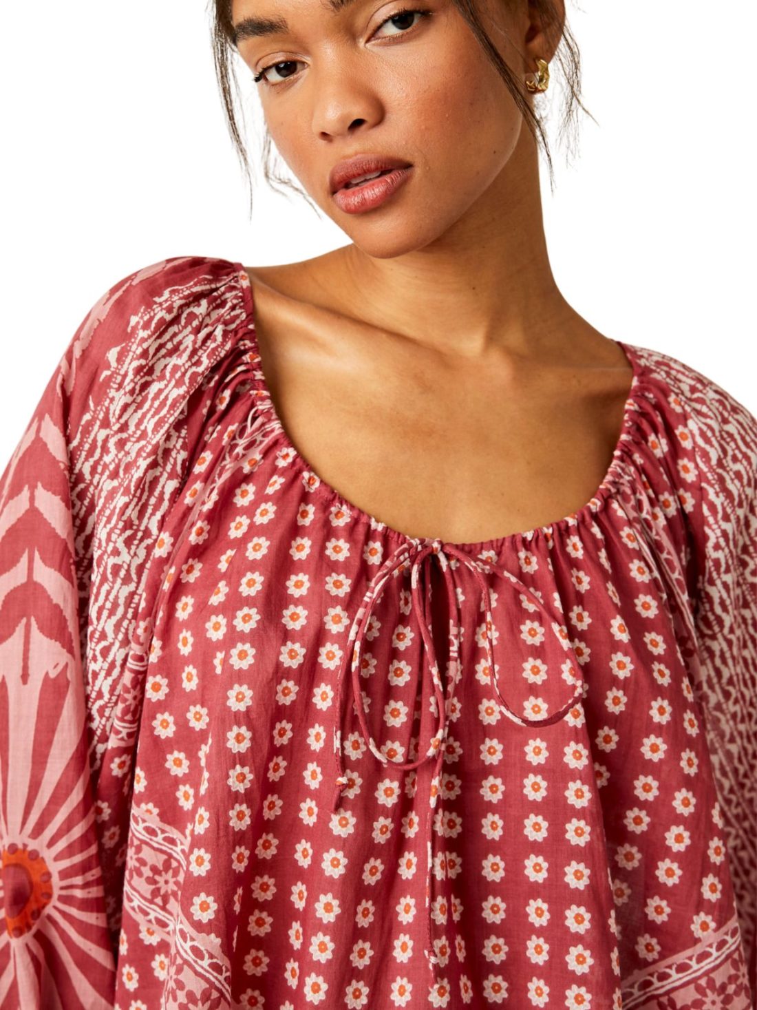 free people printed top in clay combo