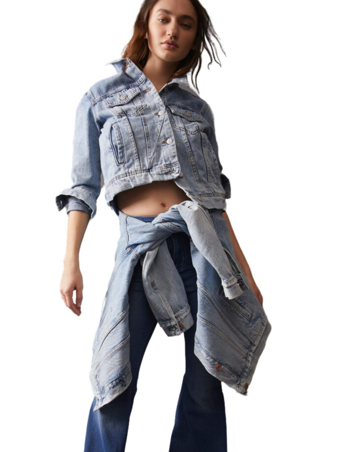 free people rumors denim jacket in lt indigo blue