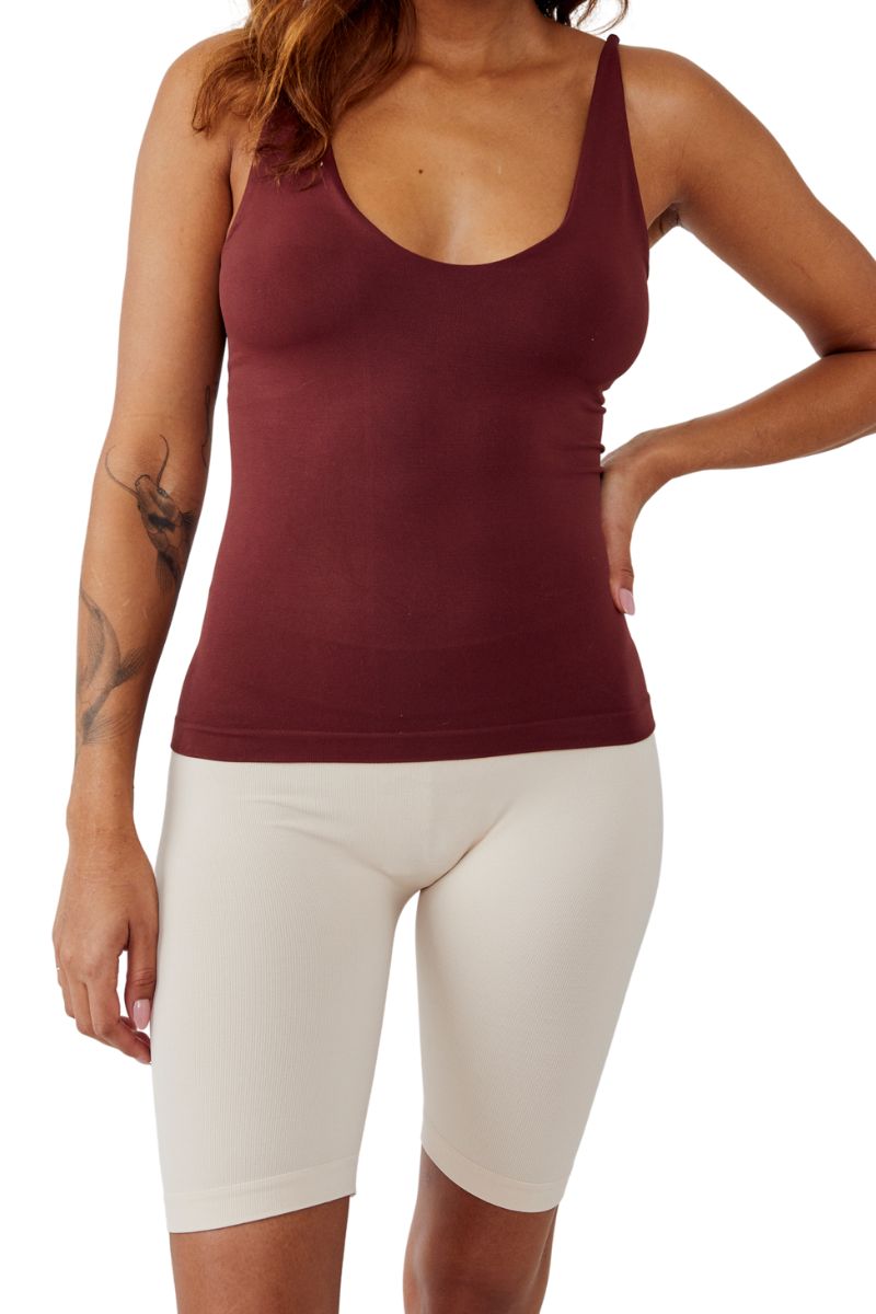 Free People V-neck Cami in Garnet  Cotton Island Women's Clothing