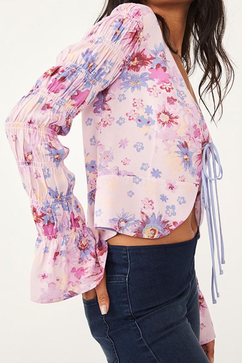 free people venice printed top in rose combo 100659