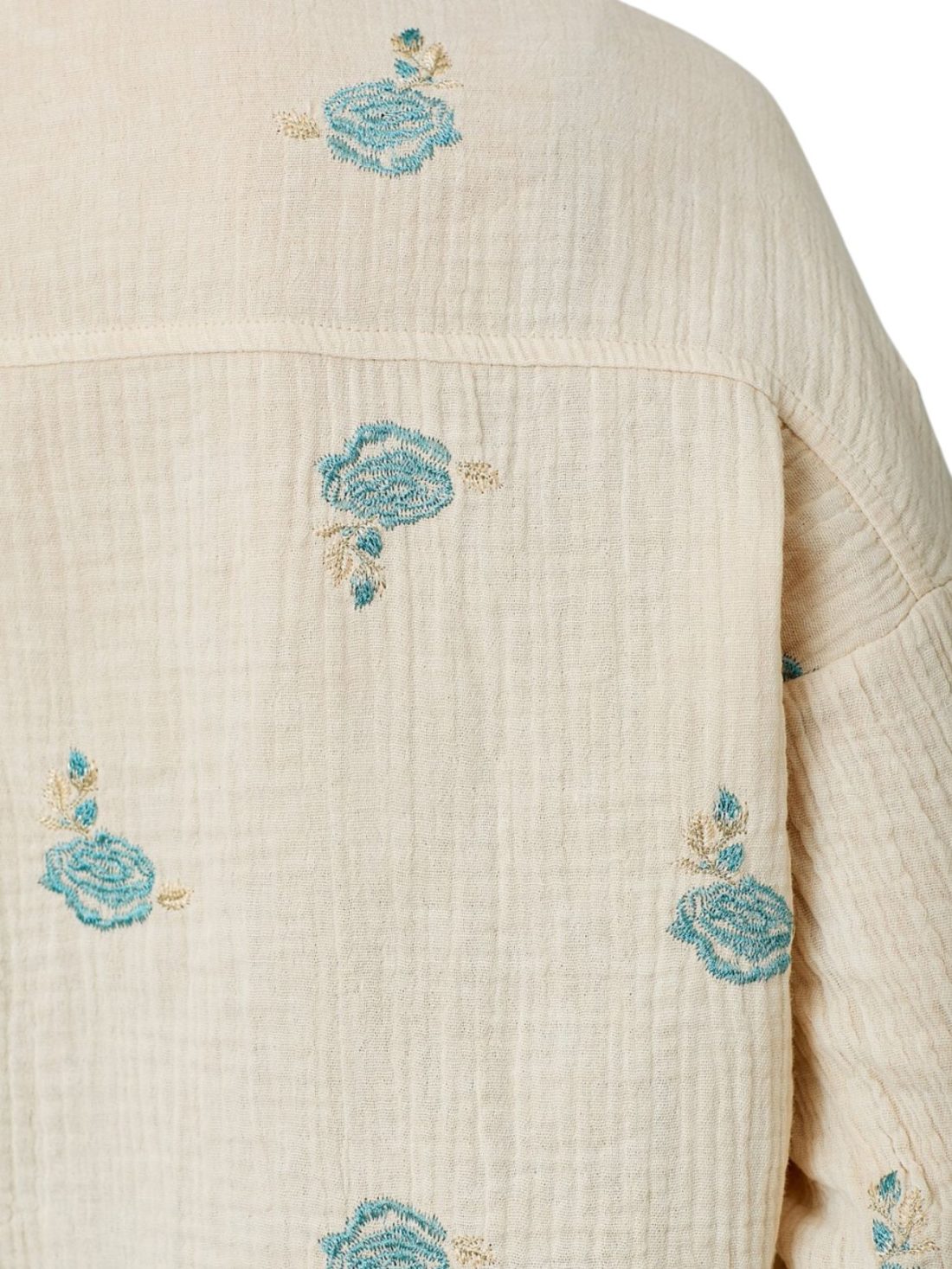gauze embroidered jacket in almond