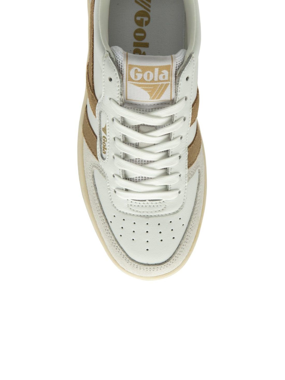 gola hawk sneaker in white/lt caramel/gold