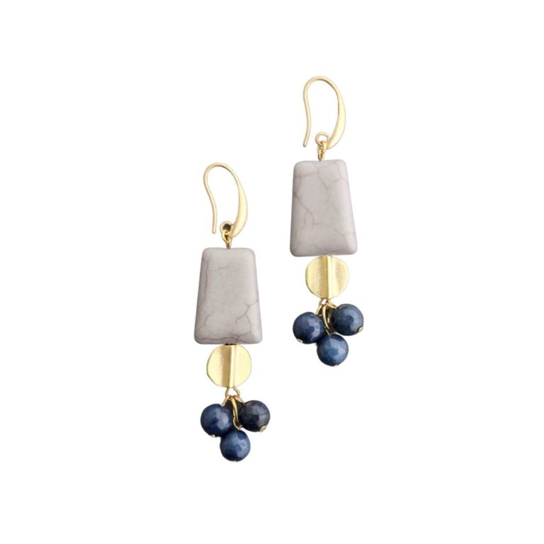 gray navy and brass earring 111811