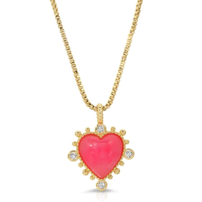 heavenly heart necklace in hot pink