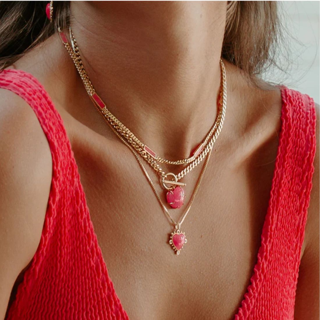 heavenly heart necklace in hot pink