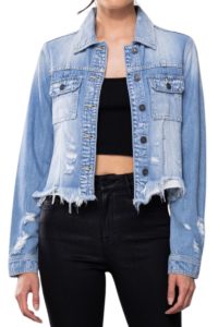 Hidden frayed clearance denim jacket