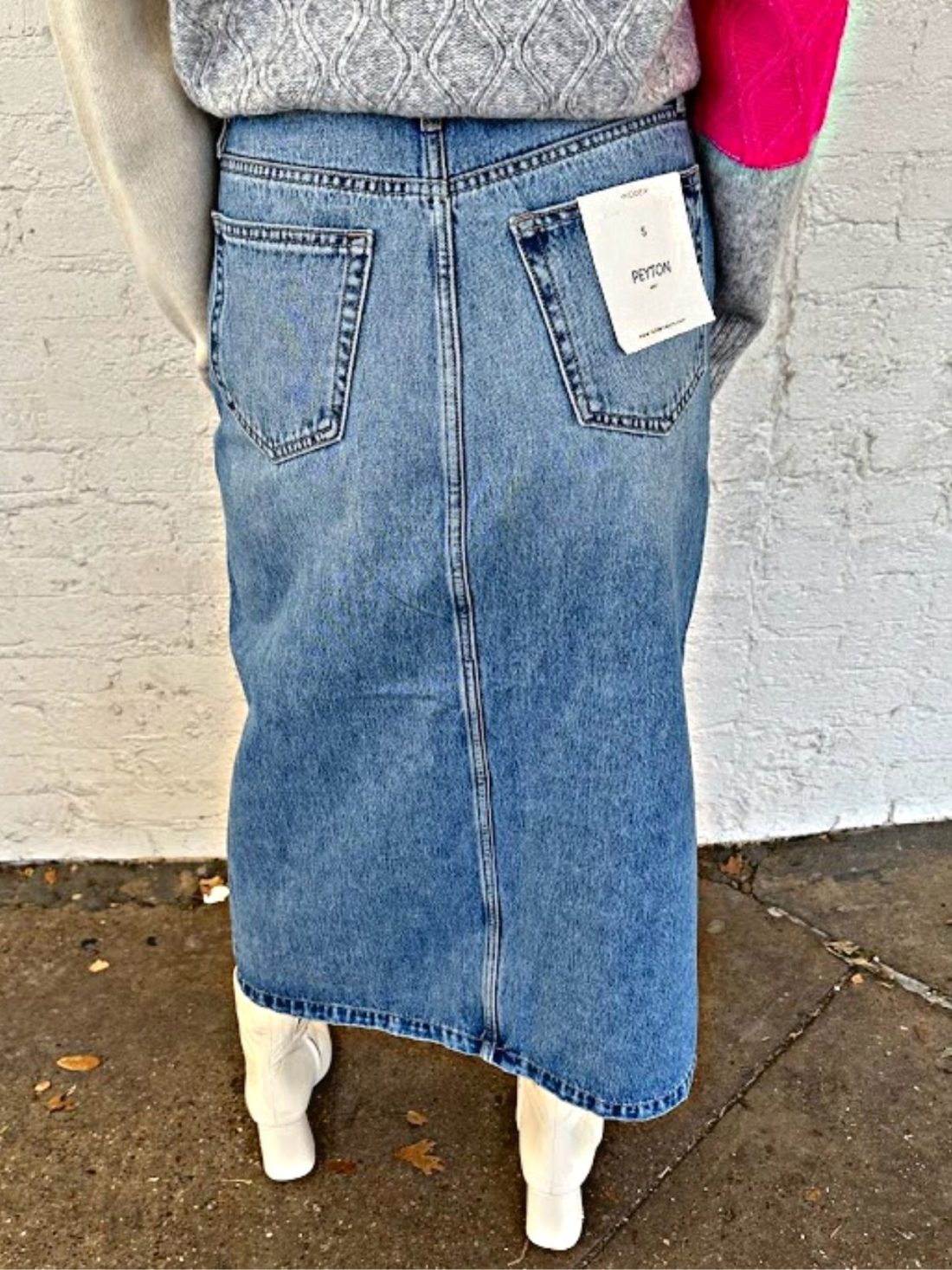 hidden jeans peyton midi front slit denim skirt