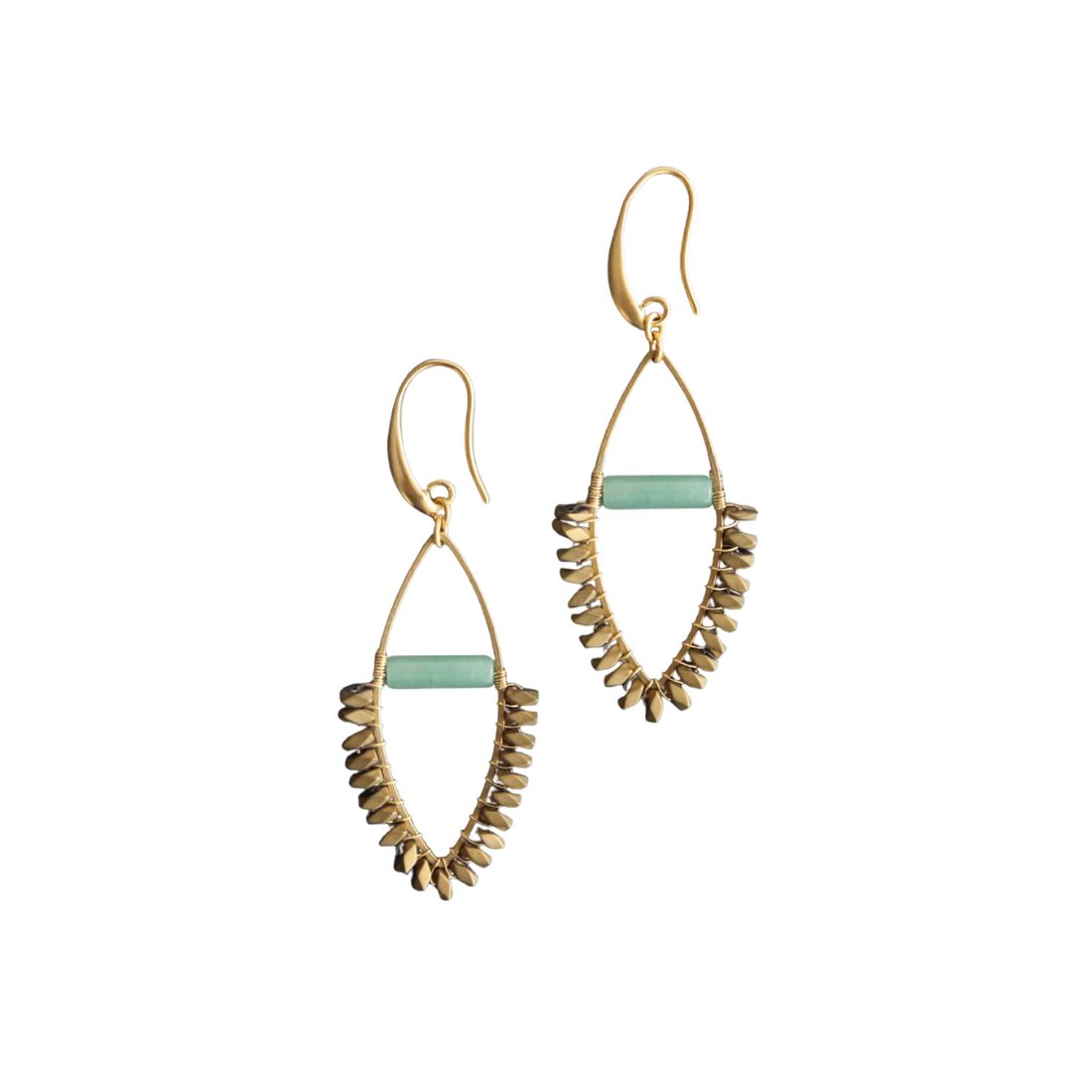 jade and brass earring 111844