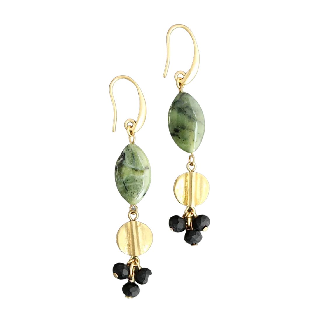 jade black and brass earring 111832