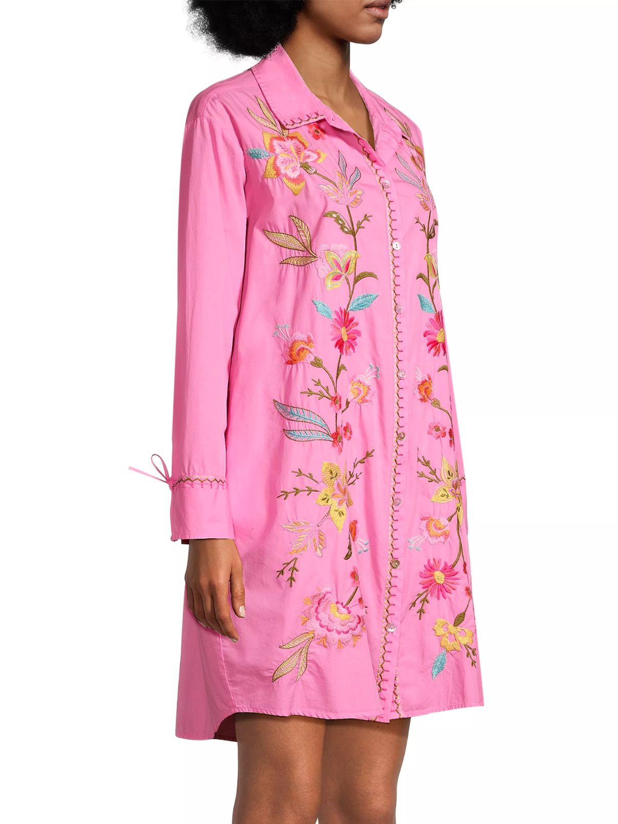 johnny was camellia ruched sleeve dress in spring rose