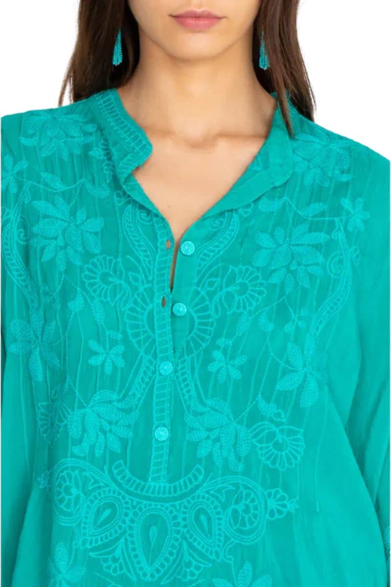 johnny was coleection jeta blouse in tropical teal 112425