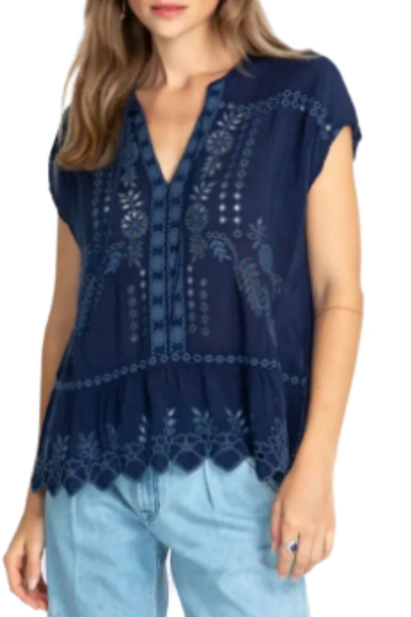 johnny was collection clemence blouse in azure blue 112427
