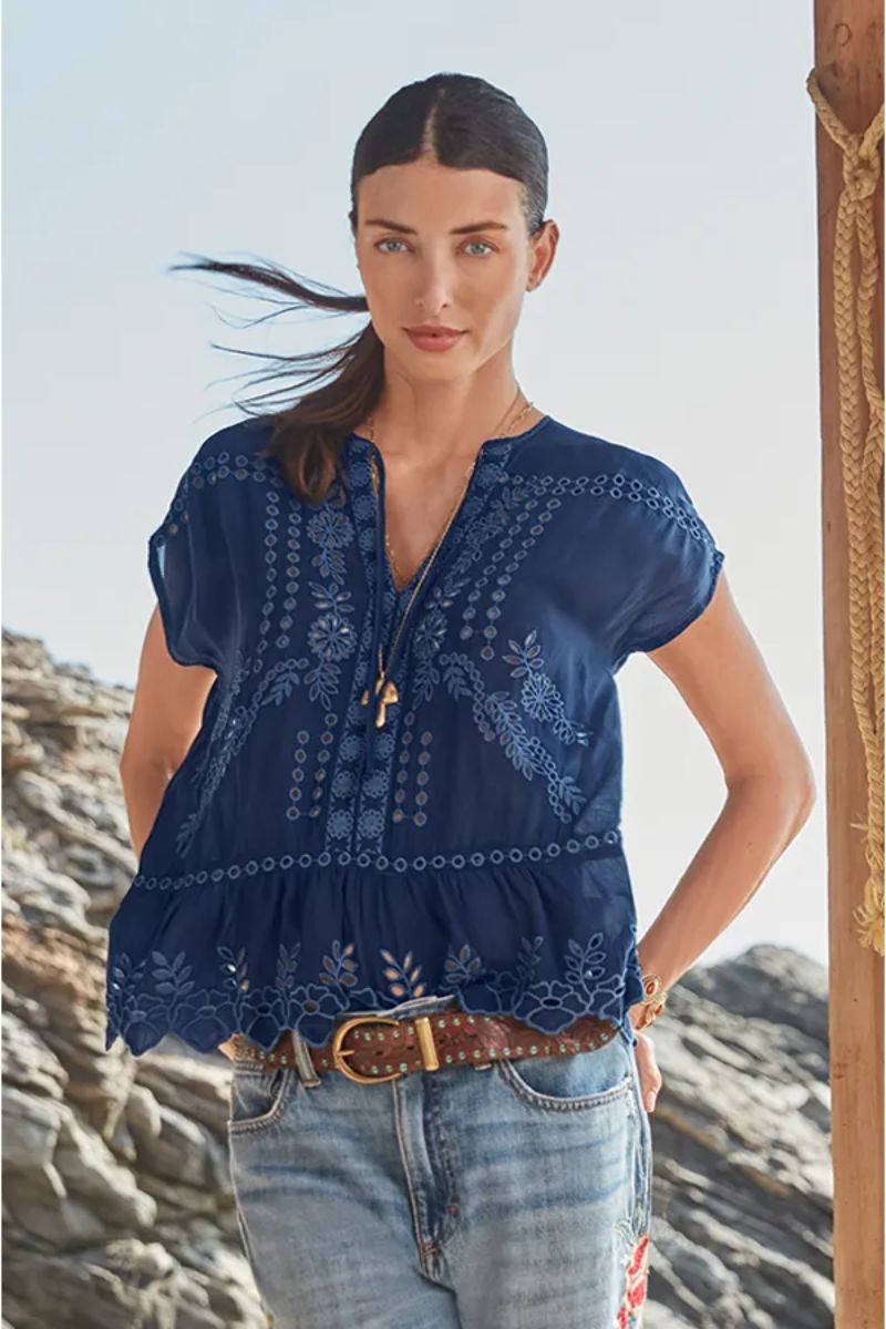 johnny was collection clemence blouse in azure blue 112427