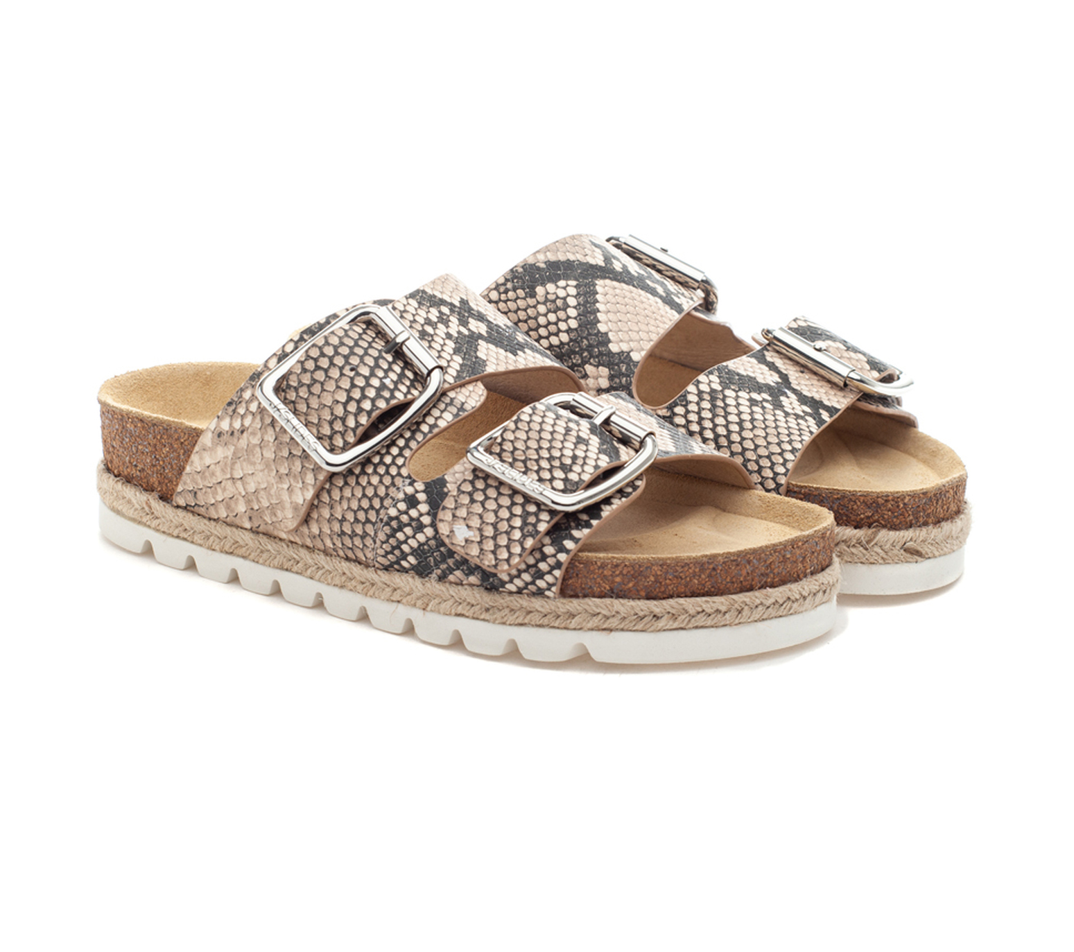 Jslides Leighton In Natural Multi Embossed Leather 64584