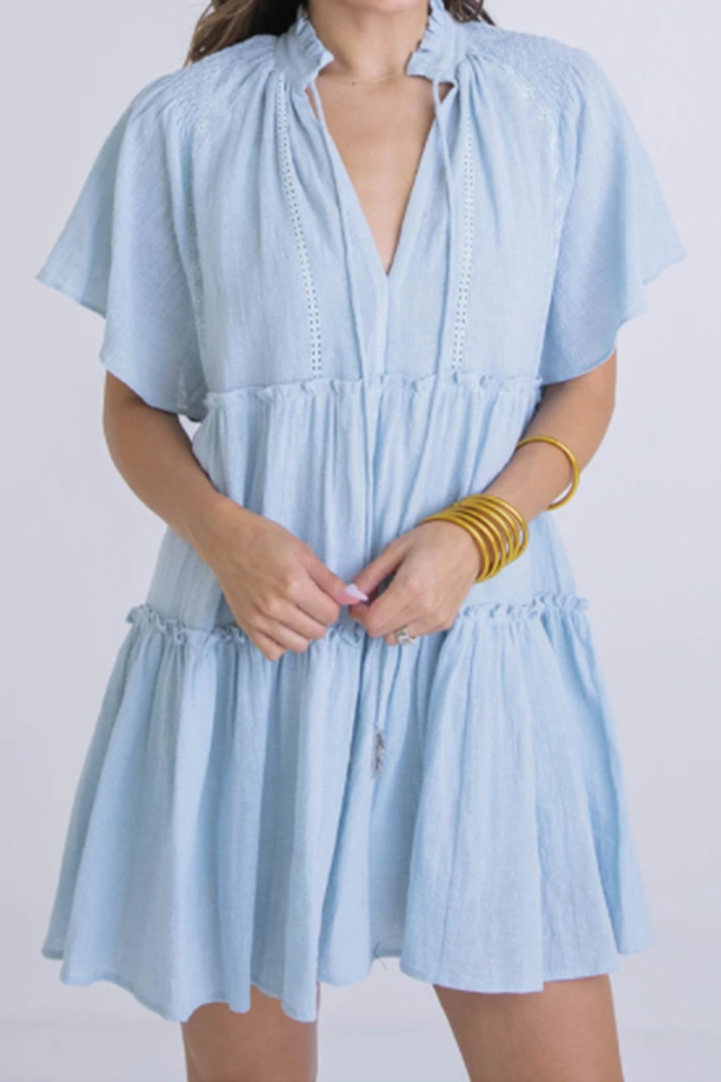 karlie gauze tierred dress in blue 91948
