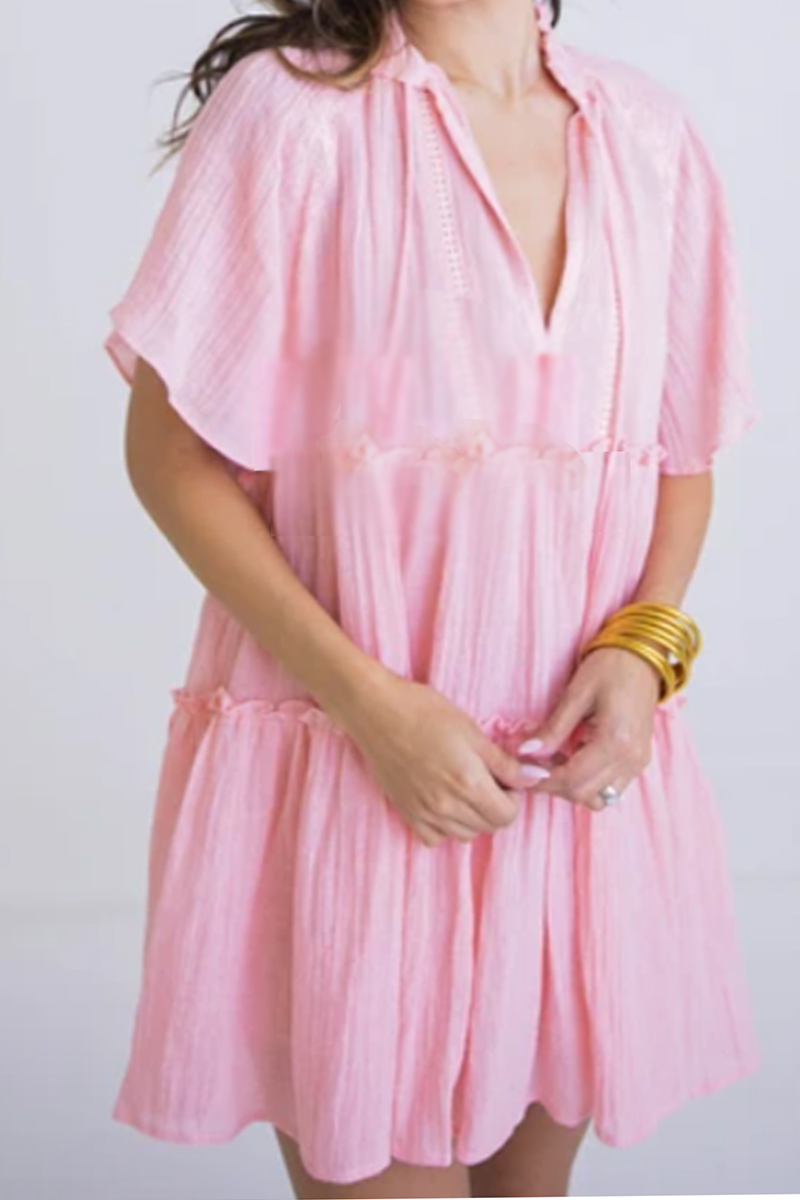 karlietierred gauze dress in pink 91946
