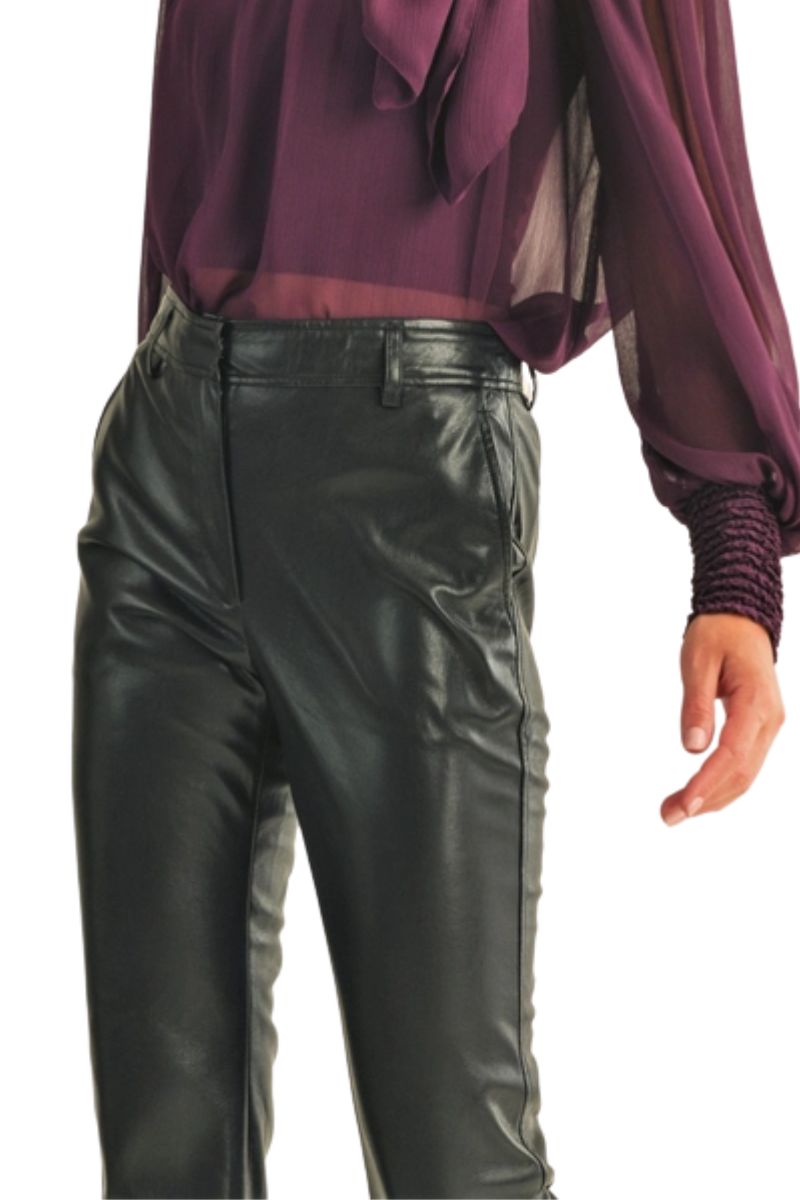 leather bootleg pant in black