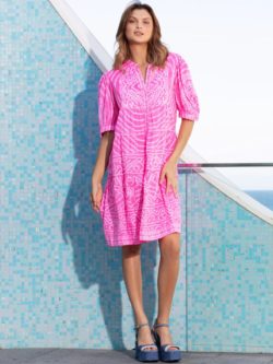 lola australia marilyn button dress in hot pink bandini print