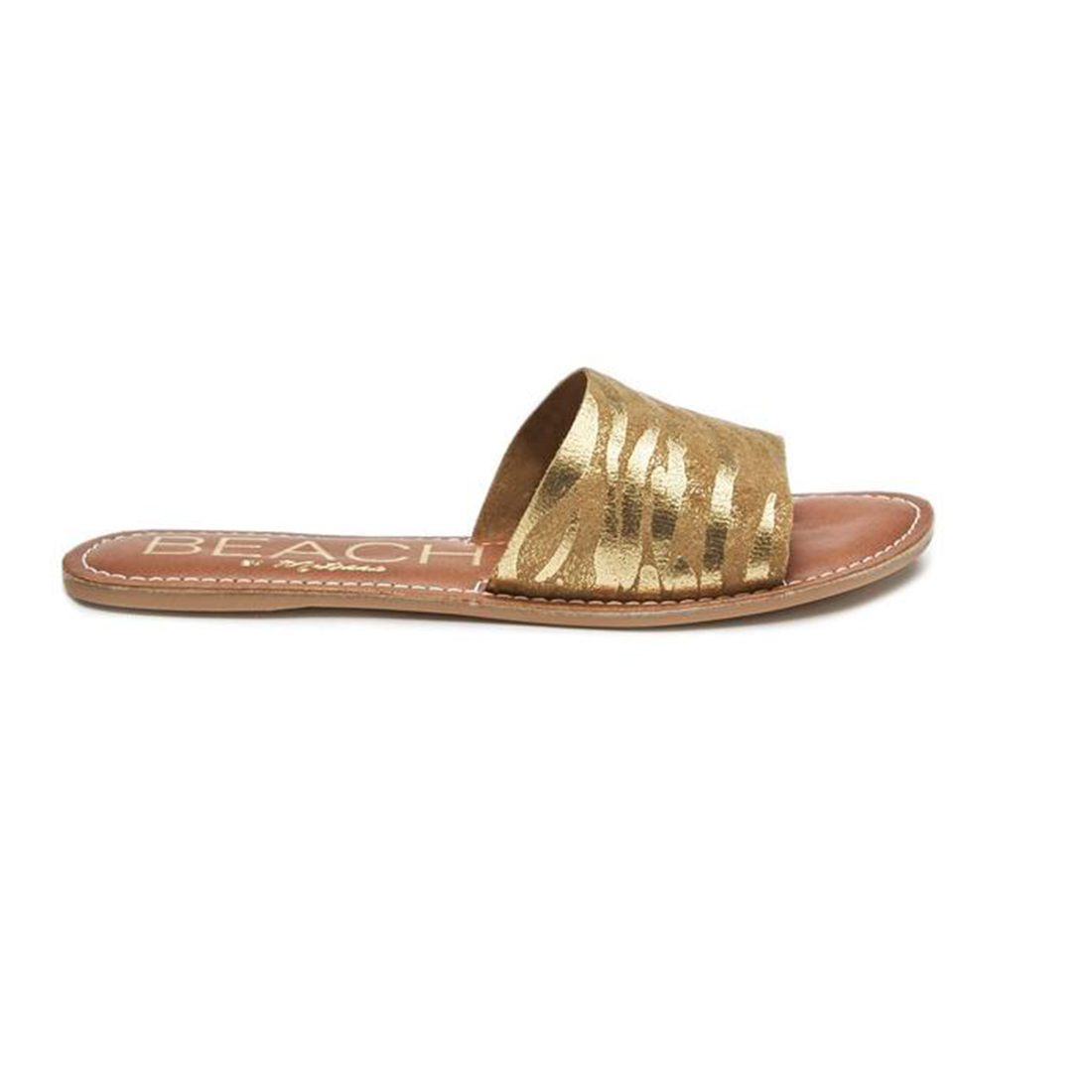 matisse coconuts cabana gold zebra suede slide sandal 85263