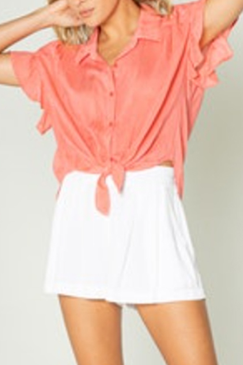 maven west coral ss ruffle top 97161