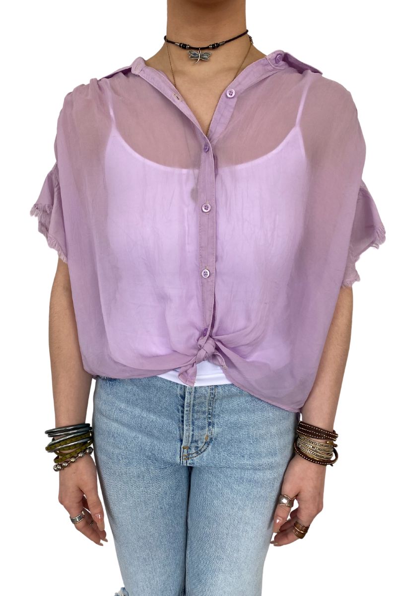 maven west ss ruffle top in lilac 108409