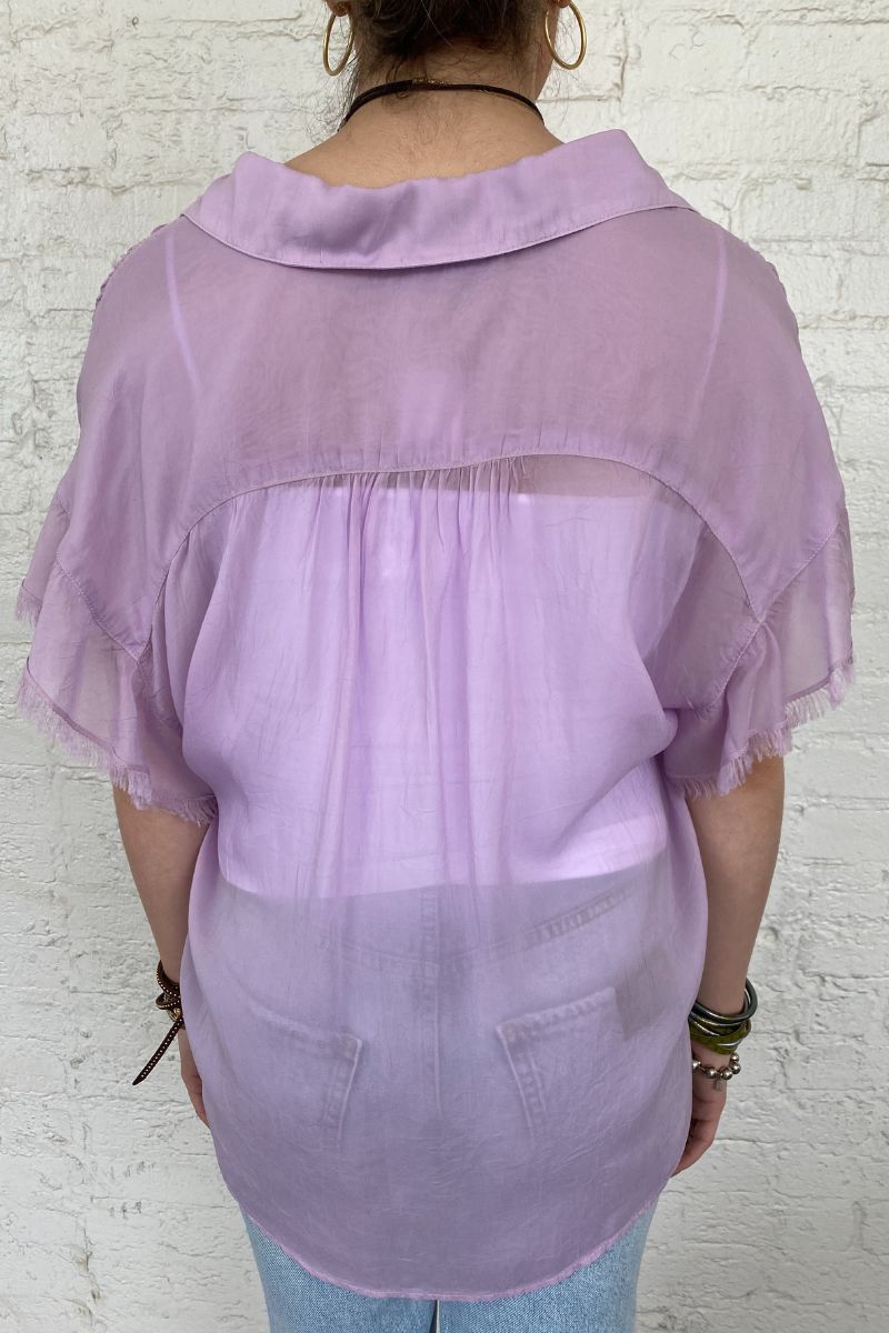 maven west ss ruffle top in lilac 108409