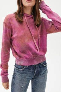 michael stars libbie crop hoodie in berry combo tie dye 95021