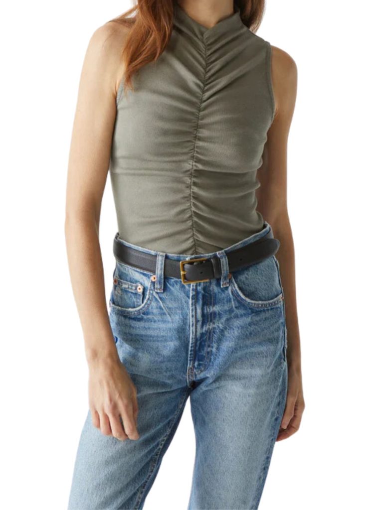 michael stars monet ruched tank in olive