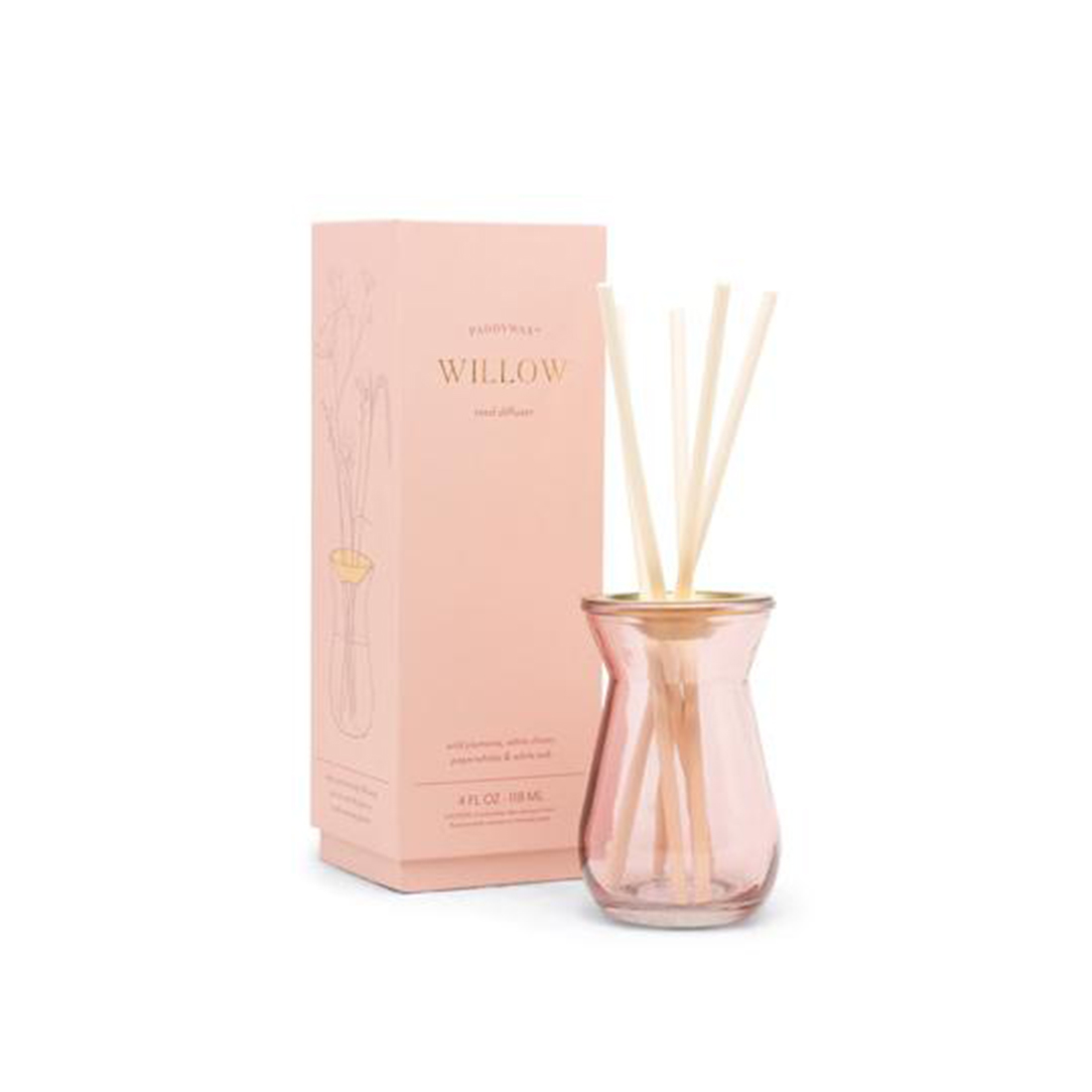 paddywax floral 4oz diffuser pink willow 87104