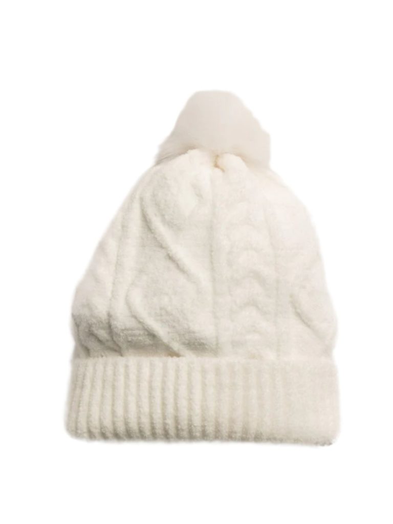 pj salvage cable knit beanie in ivory