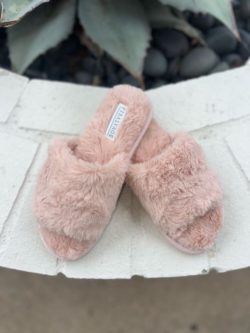 pj salvage luxe plush slipper in blush