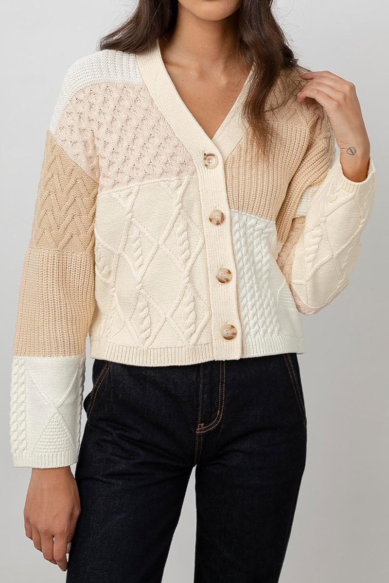 rails reese cream patchwork cable sweater 98526
