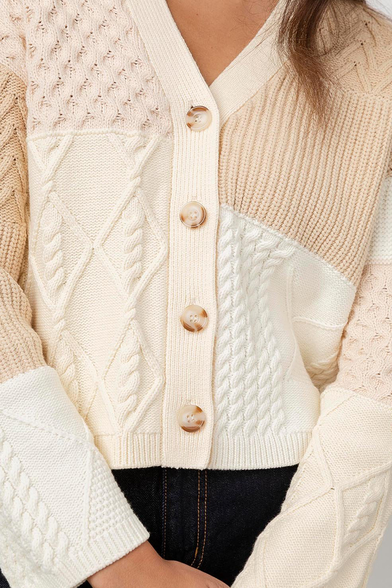 rails reese cream patchwork cable sweater 98526
