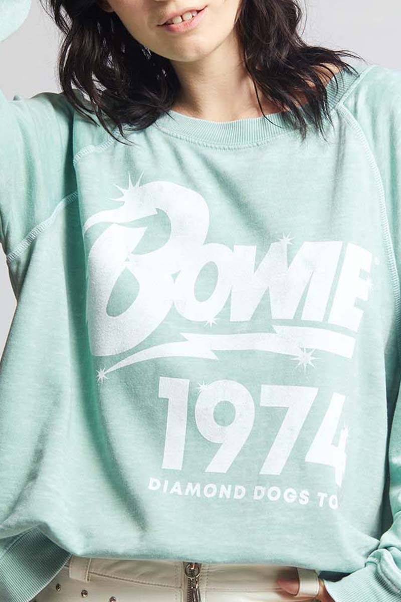 recycled karma bowie ls diamond dogs tour burnout sweatshirt in dillweed 99423