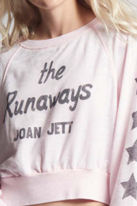 recycled karma joan jett runaways ls burnout sweatshirt in petal 100791