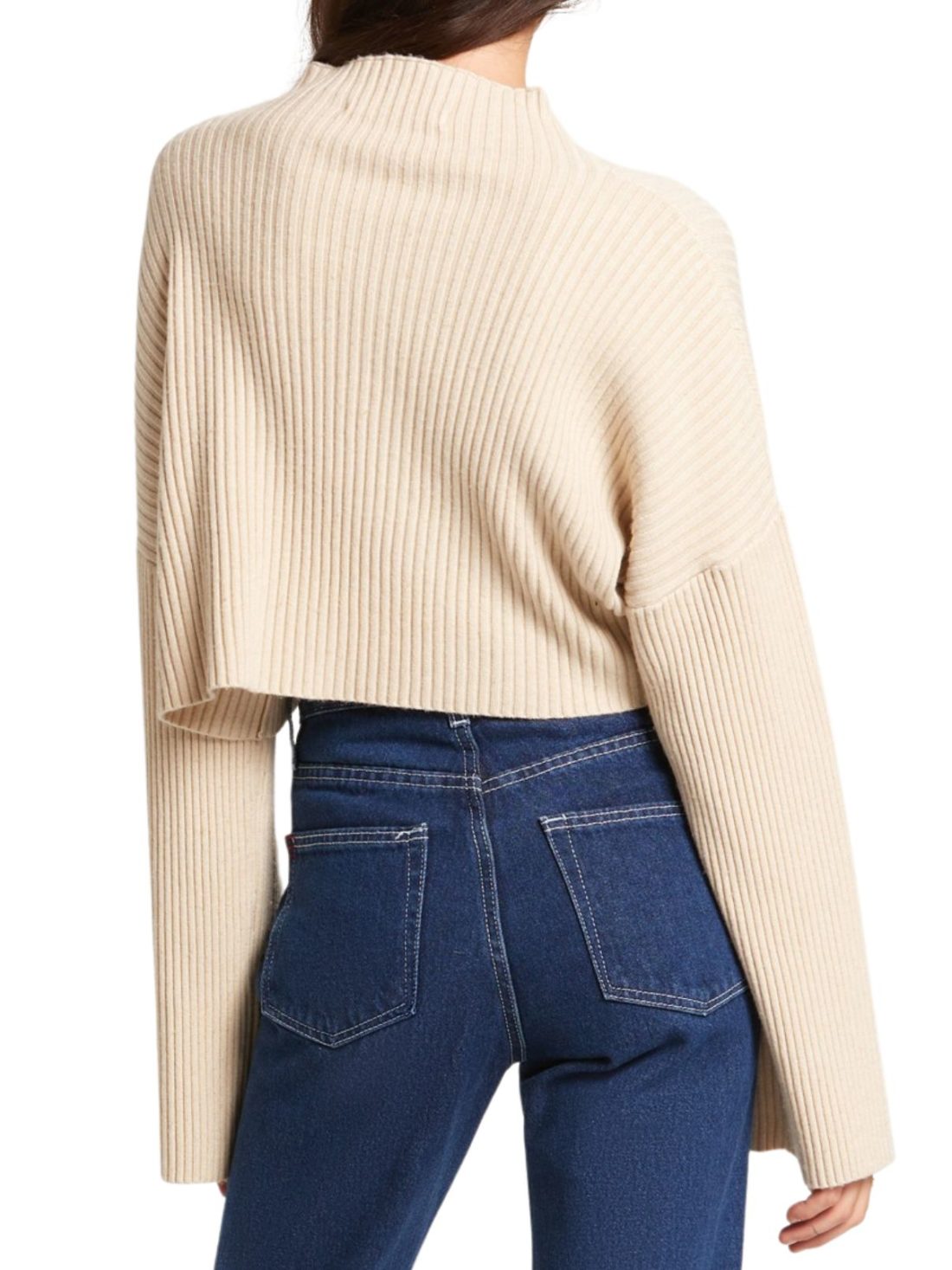 ribbed crop sweater in ivory