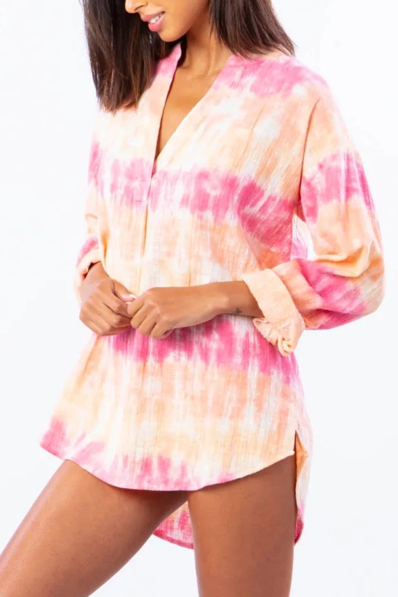 rip curl classic surf shirt in pink tie dye 107360
