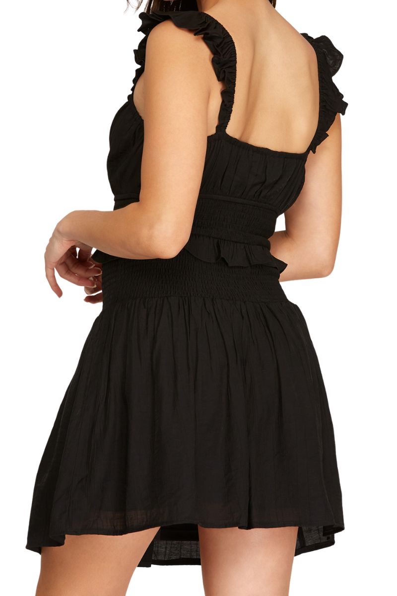ruffle sleeveless dress in black