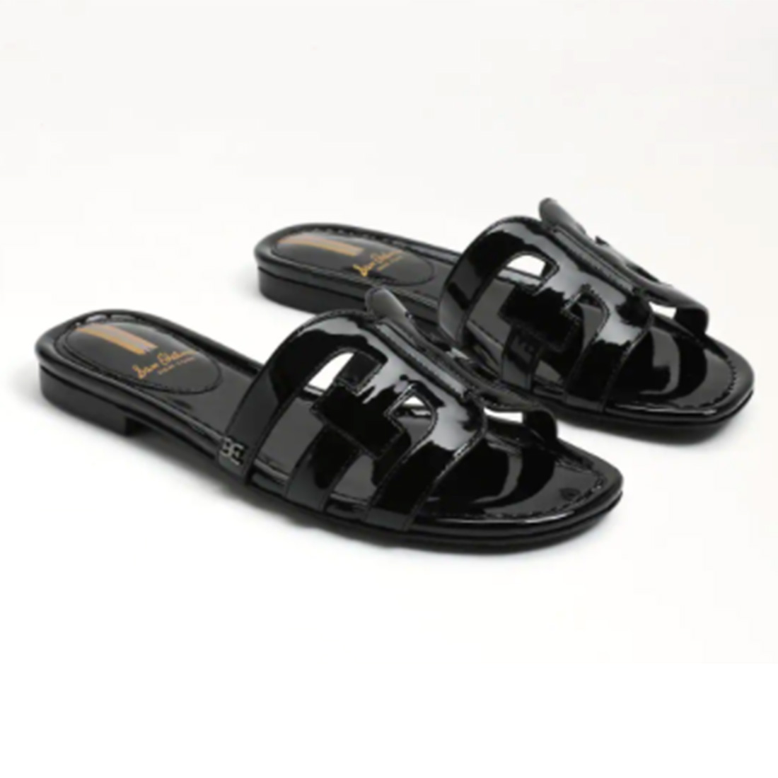 sam edelman bay sandal in black patent 106761