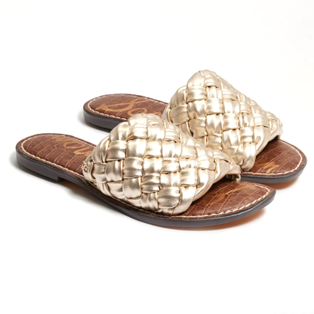 sam edelman griffin woven sandal in gold leaf jute leather 107344