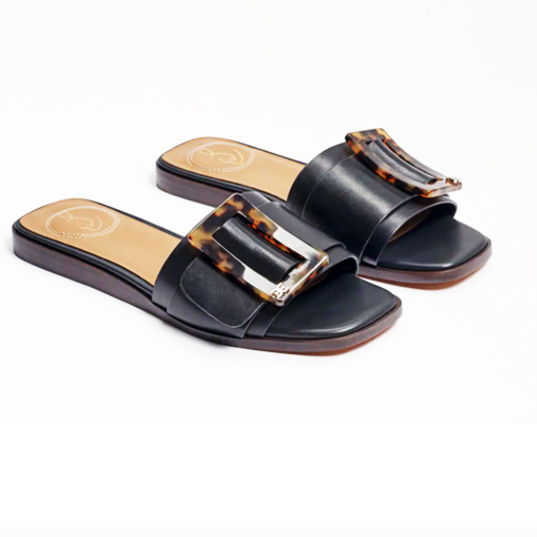 sam edelman inez sandal in black leather 91607