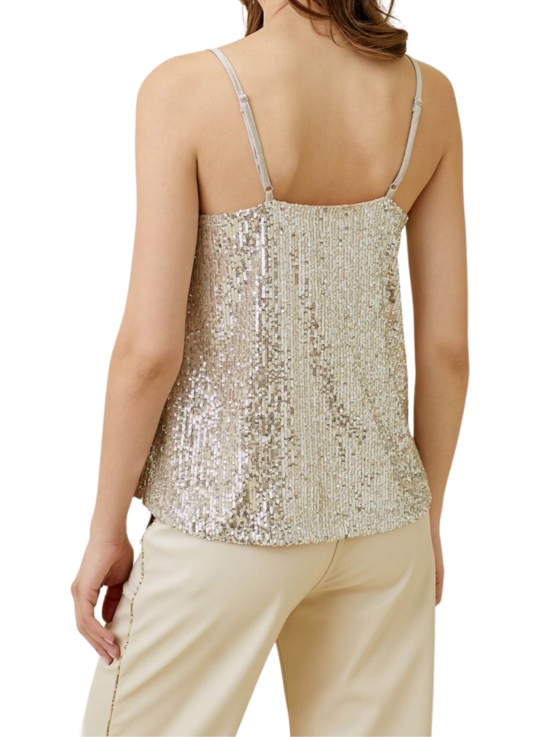 sequin cami in almond