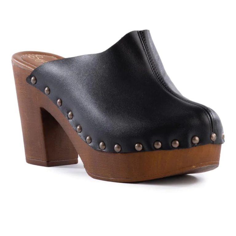 seychelles go all out clog in black leather