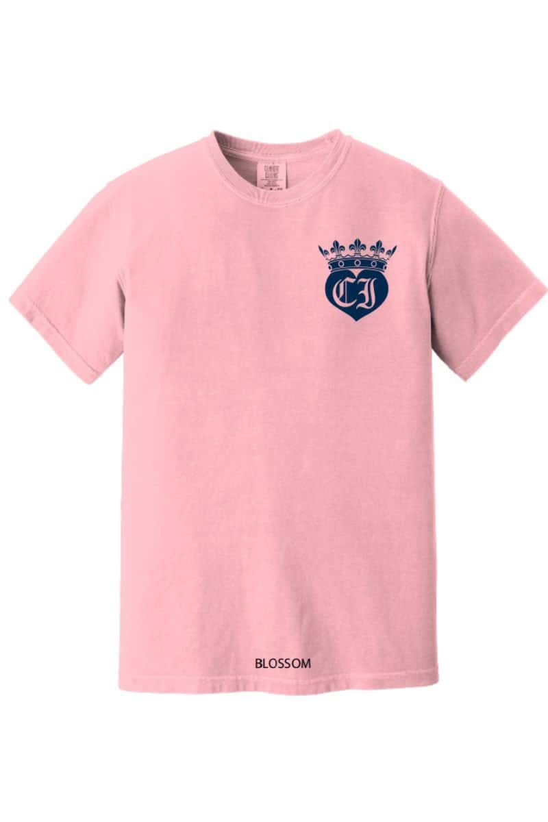 ss blossom comfort color tee with navywhite 112086