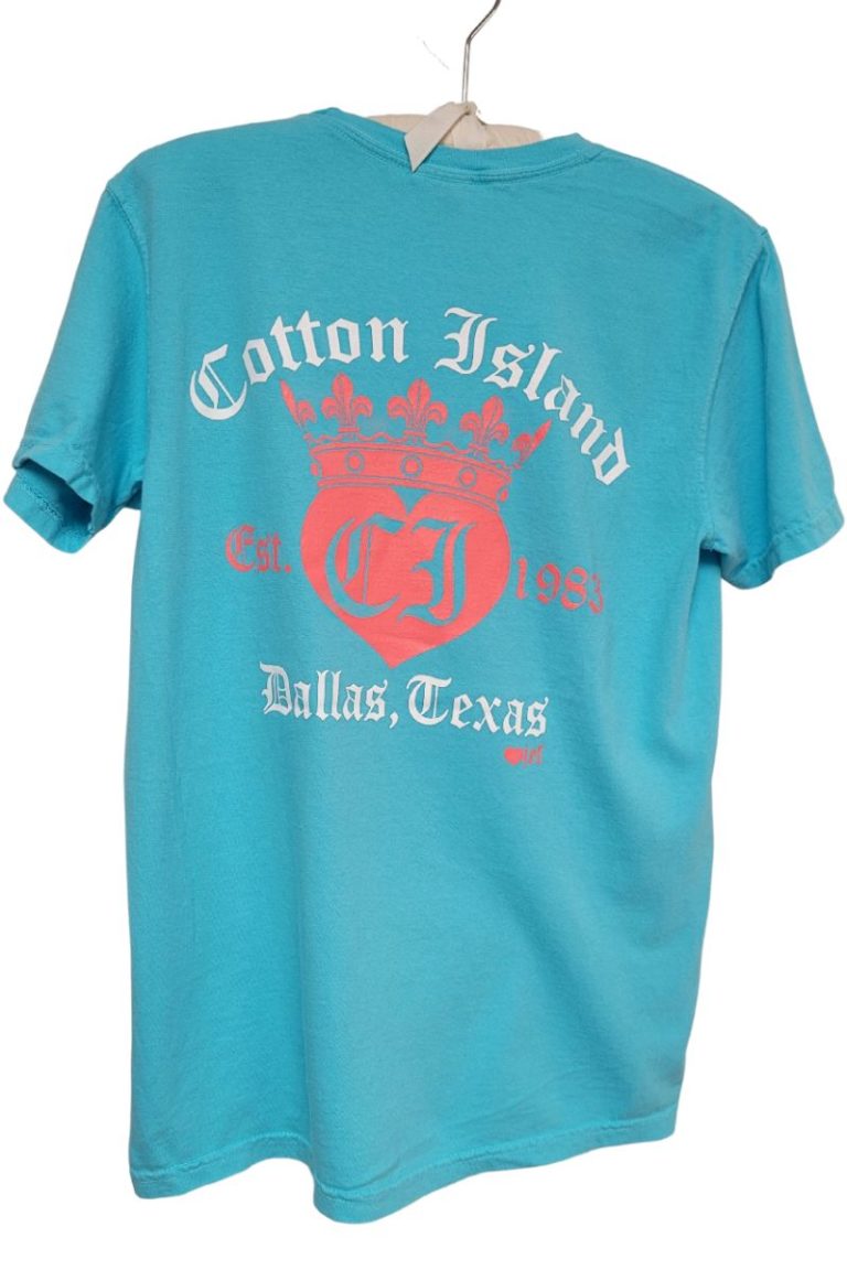 s/s lagoon comfort colors tee with coral/white