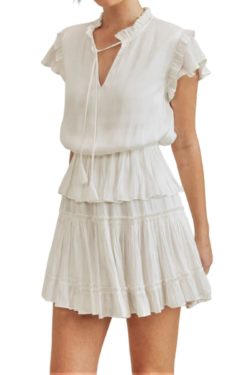s/s ruffle dress in white