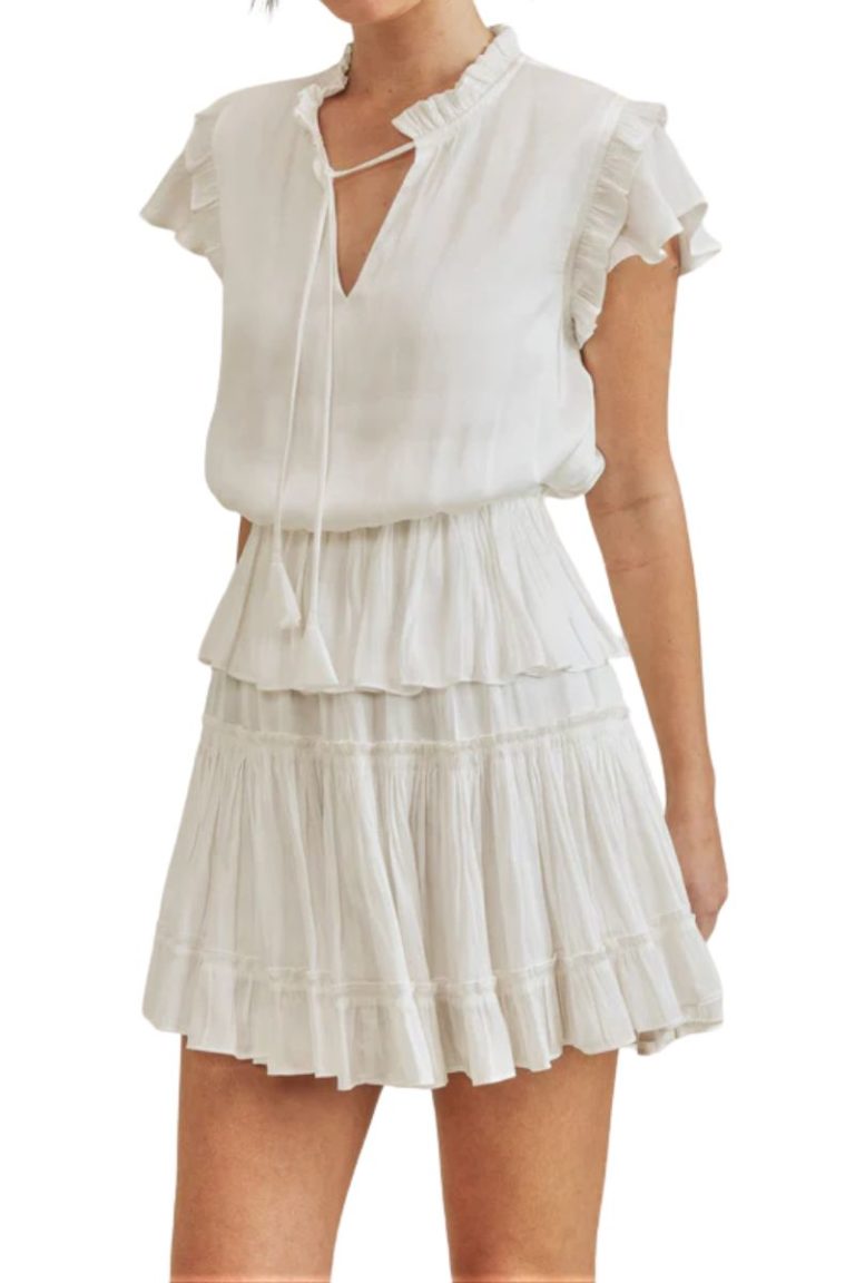 s/s ruffle dress in white
