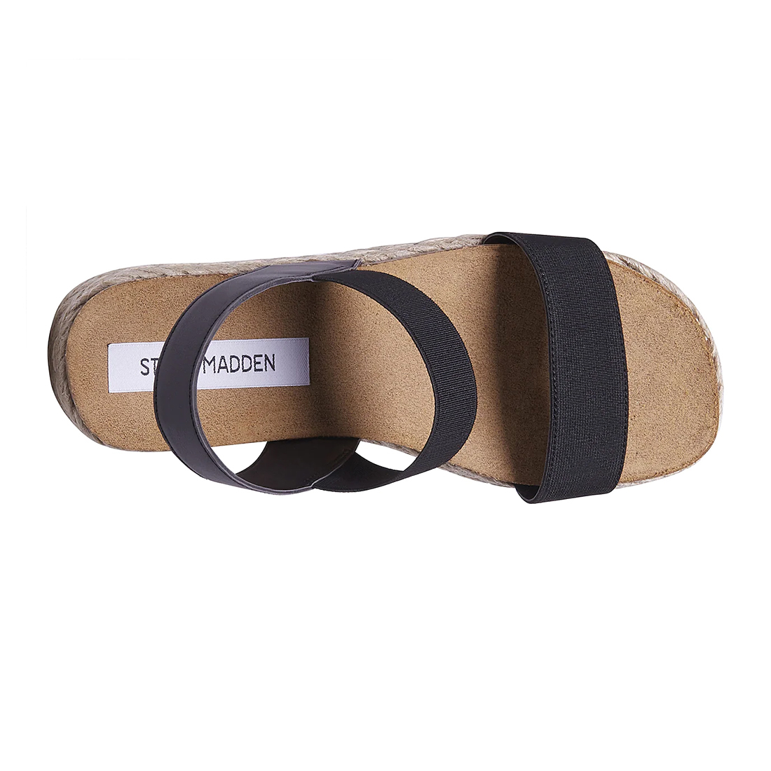 steve madden jaklin espadrille style platform sandal in black 86385