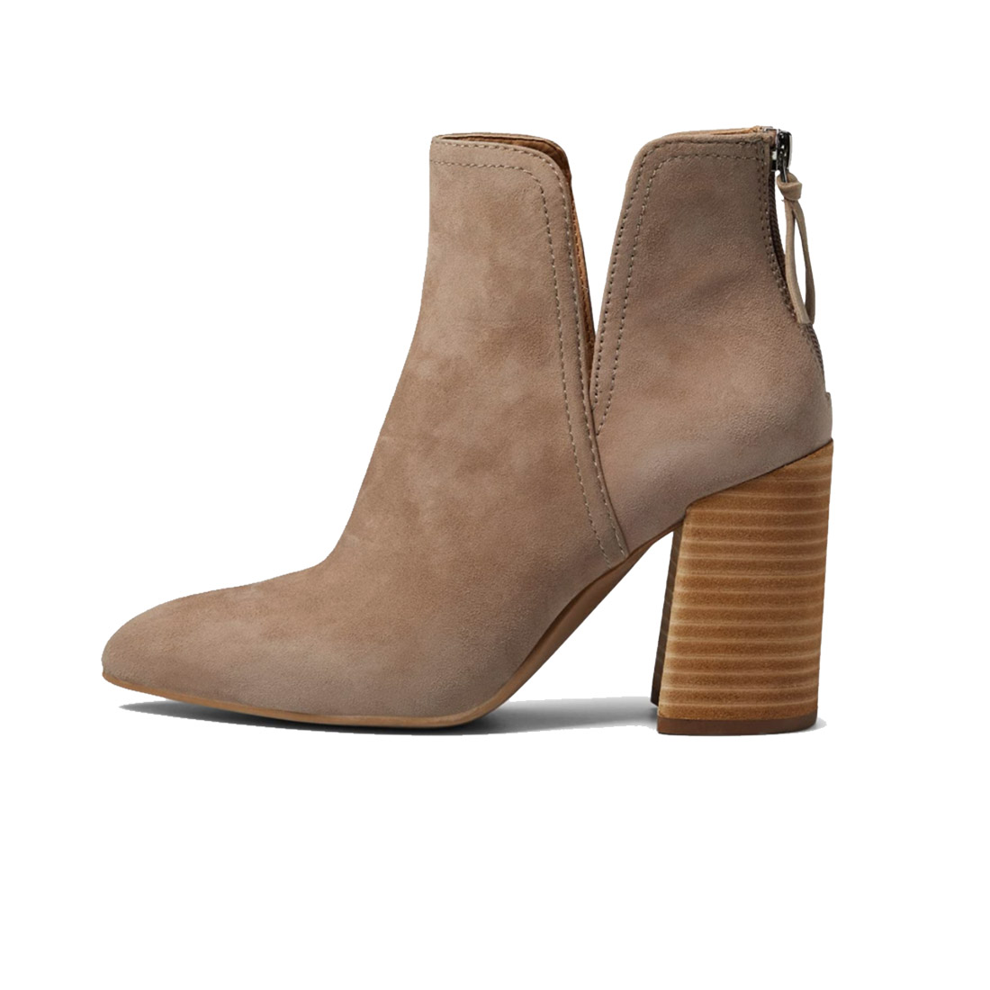 steve madden thrived suede bootie in taupe 99940